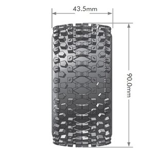 Louise RC LOULT3279SB  ST-Uphill 1/16 Stadium Truck Tires, Soft, Mounted on Black Spoke Rim, Front/Rear (2)