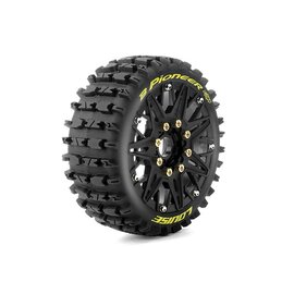 Louise RC LOULT3363SB  MFT B-Pioneer Soft 1/8 Buggy Tires, 17mm Hex, 0" & 1/2" Offset, Mounted on Black Rims, (2)