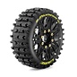 Louise RC LOULT3363SB  MFT B-Pioneer Soft 1/8 Buggy Tires, 17mm Hex, 0" & 1/2" Offset, Mounted on Black Rims, (2)