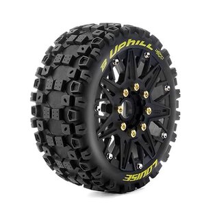 Louise RC LOULT3364SB  MFT B-Uphill Soft 1/8 Buggy Tires, 17mm Hex, 0" & 1/2" Offset, Mounted on Black Rims, (2)