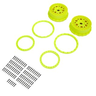 Proline Racing PRO287802  Wheel and Beadlock Set, Yellow (2): 5IVE-T 3.0