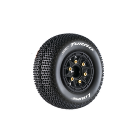 Louise RC LOULT3147SB  SC-Turbo 1/10 Short Course Tires, Soft, 12, 14 & 17mm Removable Hex on Black Rim (2)