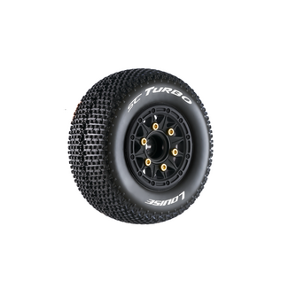 Louise RC LOULT3147SB  SC-Turbo 1/10 Short Course Tires, Soft, 12, 14 & 17mm Removable Hex on Black Rim (2)