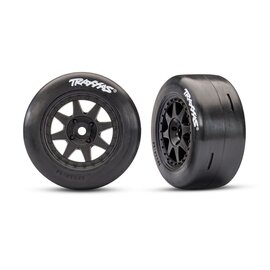 Traxxas TRA10875-BLK  Black Rear Mini Rally Wheels w/ Slick Tires (Soft) (2)