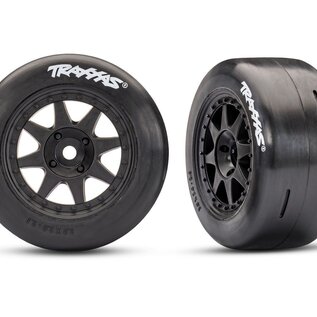 Traxxas TRA10876-BLK  Black Front Mini Rally Wheels w/ Slick Tires (Hard) (2)