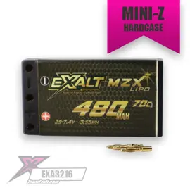 EXALT EXA3216  Exalt X-Rated 2S 70C Mini Z Shorty Lipo Battery (7.4V/480mAh)