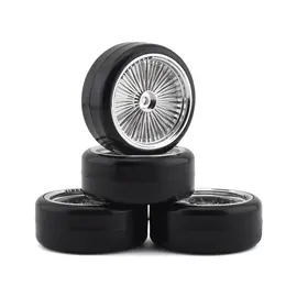 Firebrand RC FBR1WHEOGC584  OG D Pre-Mounted Slick Drift Tires (4) (Chrome) w/Firesickle Tires, 12mm Hex & 3mm Offset