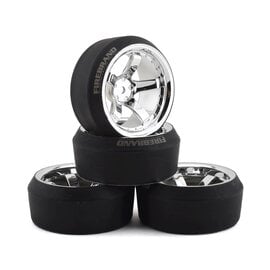 Firebrand RC FBR1WHEHI5959  Highfive XDR9 5° Pre-Mounted Slick Drift Tires (4) (Chrome) w/Diamond Tires, 12mm Hex & 9mm Offset