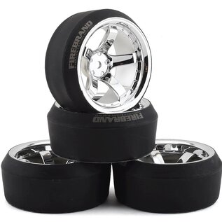 Firebrand RC FBR1WHEHI5959  Highfive XDR9 5° Pre-Mounted Slick Drift Tires (4) (Chrome) w/Diamond Tires, 12mm Hex & 9mm Offset