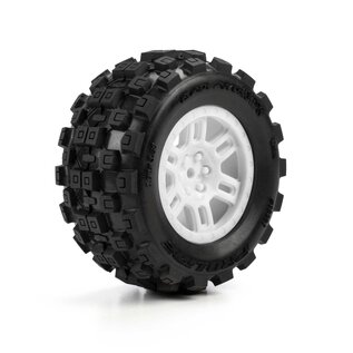 Proline Racing PRO1030113  1/16 Badlands MX Front/Rear MT Tires Mounted 12mm White Split Six (2): ARRMA MINI KRATON