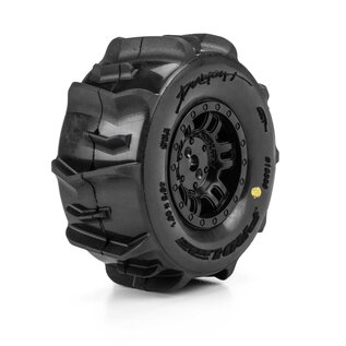Proline Racing PRO1030911  1/16 Dumont Front/Rear Paddle Tires Mounted 12mm Black Split Six (4): ARRMA MOJAVE GROM