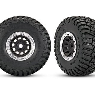 Traxxas TRA10870-STBLK  1.4" Black & Chrome Wheels w/ BFG Mud-Terrain Tires (2)