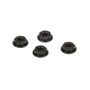 TLR / Team Losi TLR336003  M4 Aluminum Serrated Nuts, Low Profile, Black (4)