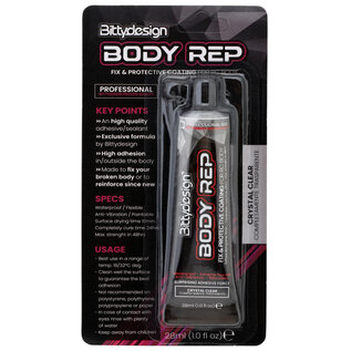 Bittydesign BDYGLU-REP28  Body Rep' Fix & Protective Coating Adhesive/Sealant (Crystal Clear) (28ml)