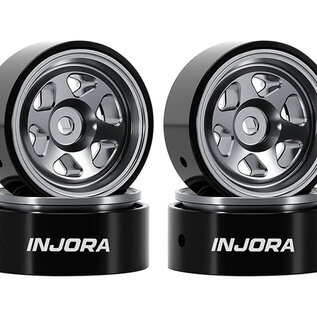 Injora INJW7001TI-18  Injora Axial SCX30 D18 0.7" 6-Spoke Aluminum Micro Rock Crawler Beadlock Wheels (Titanium) (4) (4g ea)