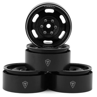 TREAL TLHTWHEEL-53  Type G 1.9" Vintage Wagon Beadlock Wheels (Black) (4) (129.5g)