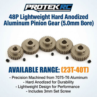 Protek RC ProTek RC 48P LW Hard Anodized Aluminum Pinion Gear (5.0mm Bore) (Available 23T-40T)