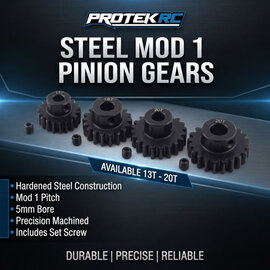 Protek RC ProTek RC Steel Mod 1 Pinion Gear (5mm Bore) (Available 13T-20T)