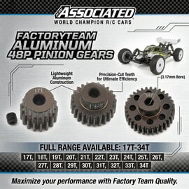 Team Associated Team Associated Factory Team Aluminum 48P Pinion Gear (3.17mm Bore) (Available 17T-34T)