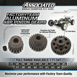 Team Associated Team Associated Factory Team Aluminum 48P Pinion Gear (3.17mm Bore) (Available 17T-34T)