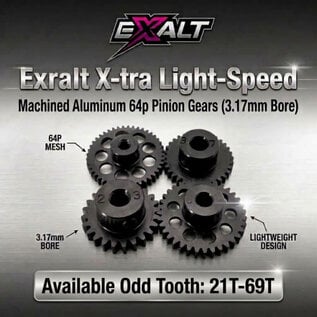 EXALT Exalt X-tra Light-Speed Machined Aluminum 64p Pinion Gears (3.17mm Bore)(Available Odd 21T-69T)
