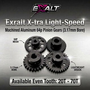 EXALT Exalt X-tra Light-Speed Machined Aluminum 64p Pinion Gears (3.17mm Bore)(Available Even 20T-70T)