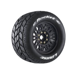Louise RC LOULT3324X  MFT ST-Rocket Sport 1/8 Stadium Truck Tires, 0" & 1/2" Offset, 17mm Removable Hex, on Black Rim (2)