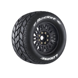 Louise RC LOULT3324X  MFT ST-Rocket Sport 1/8 Stadium Truck Tires, 0" & 1/2" Offset, 17mm Removable Hex, on Black Rim (2)