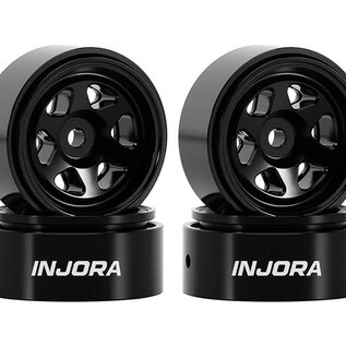 Injora INJW7001BK-18  Injora Axial SCX30 D18 0.7" 6-Spoke Aluminum Micro Rock Crawler Beadlock Wheels (Black) (4) (4g ea)