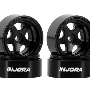 Injora INJW7002BK-18  Injora Axial SCX30 D18 0.7" 5-Spoke Aluminum Micro Rock Crawler Beadlock Wheels (Black) (4) (3.4g ea)