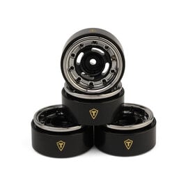 TREAL TLHTSCX30-102  Type-F 0.7" Aluminum Micro Crawler Beadlock Wheels (Chrome) (4) (9.5g ea) w/Brass Rings