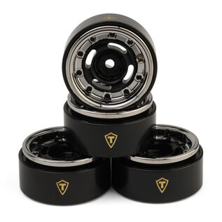 TREAL TLHTSCX30-102  Type-F 0.7" Aluminum Micro Crawler Beadlock Wheels (Chrome) (4) (9.5g ea) w/Brass Rings