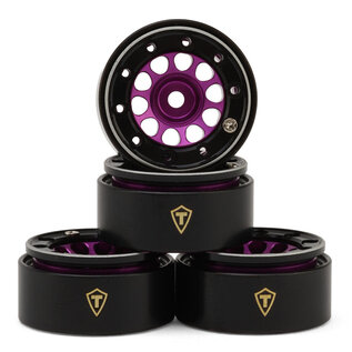 TREAL TLHTSCX30-58  Type E 0.7" Aluminum Micro Crawler Beadlock Wheels (Purple) (4) (9.5g ea) w/Brass Rings
