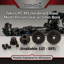 Tekno RC Tekno RC "M5" Hardened Steel Mod1 Pinion Gear w/5mm Bore (Available 11T-30T)