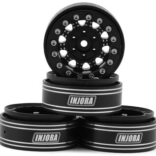 Injora INJYQW-1305BK  Injora 1.3" D-Slot Aluminum Micro Crawler Beadlock Wheels (27g ea) (Black/Black) (4)