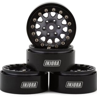 Injora INJYQW-1311BG  Injora 1.3" D-Slot Aluminum Micro Crawler Beadlock Wheels (27g ea) (Grey/Black) (4)