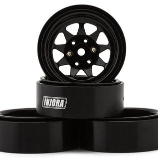 Injora INJYQW-1312BK  Injora 1.3" Stamped Steel Micro Rock Crawler Beadlock Wheels (23.5g ea) (Black) (4)
