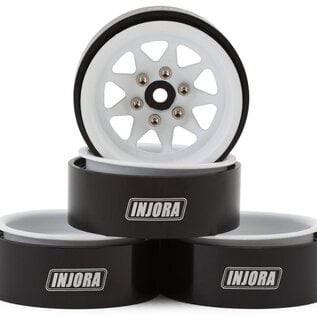 Injora INJYQW-1312WH  Injora 1.3" Stamped Steel Micro Rock Crawler Beadlock Wheels (23.5g ea) (White) (4)