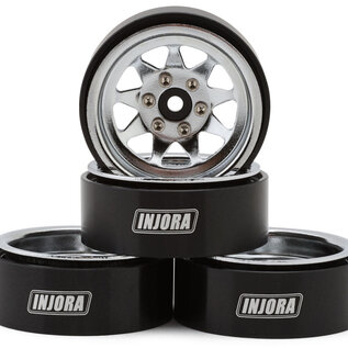Injora INJYQW-1312SR  Injora 1.3" Stamped Steel Micro Rock Crawler Beadlock Wheels (23.5g ea) (Chrome) (4)