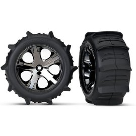 Traxxas TRA3776 2.8" Pre-Mounted Paddle Tires w/All-Star Black Chrome Nitro Rear Wheels (2)