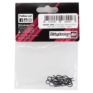 Bittydesign BDYBC-8BK Black Bittydesign 1/10th Body Clips (8) left and right side specific clips
