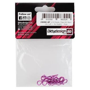Bittydesign BDYBC-8P Pink  Bittydesign 1/10th Body Clips (8) left and right side specific clips
