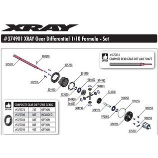 Xray XRA374901  F1 X1 Pan Cars On-Road Gear Differential Sets