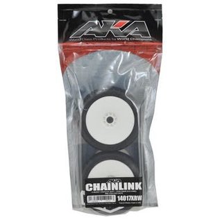 AKA Racing AKA14017XRW 1/8 Buggy Chain Link Long Wear Soft PreMount on White Wheel (2)