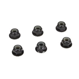 TLR / Team Losi TLR336000  4mm Aluminum Serrated Lock Nuts, Black (6)