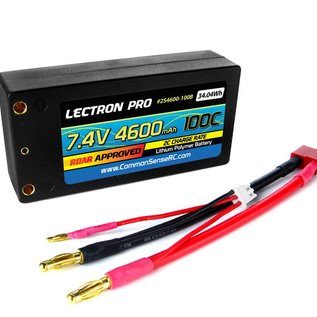 Lectron Pro 2S4600-100B  Lectron Pro 7.4V 4600mAh 100C "Shorty" Lipo Battery with 4mm Bullet Connectors