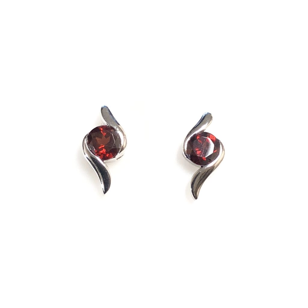 Garnet Sterling Silver Stud Earrings
