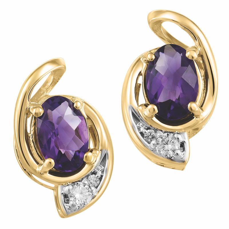 Yellow Gold Amethyst Diamond Earrings Online In Canada Amethyst Canadian Diamond