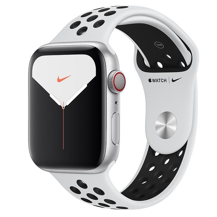 Apple Watch Nike Series 5 GPS + Cellular, 44mm Silver Aluminium Case with Pure Platinum/Black ...