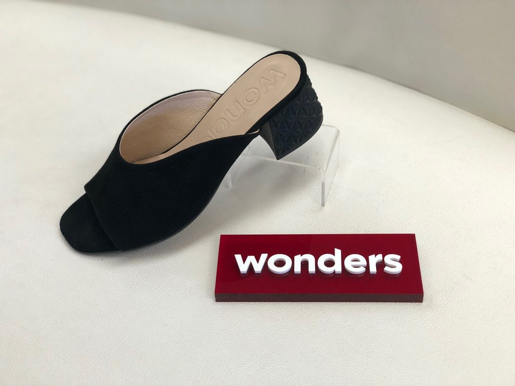 Wonders SS19 suede slide w/heel detail